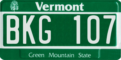 VT license plate BKG107