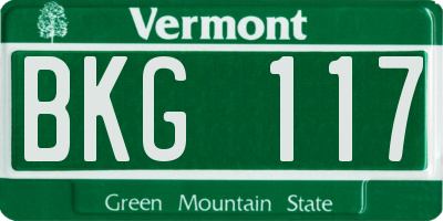 VT license plate BKG117
