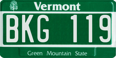 VT license plate BKG119