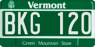 VT license plate BKG120