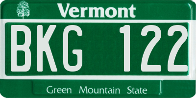 VT license plate BKG122