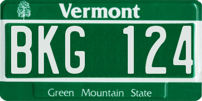 VT license plate BKG124