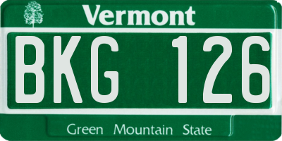 VT license plate BKG126