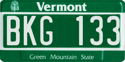 VT license plate BKG133