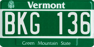 VT license plate BKG136