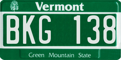 VT license plate BKG138