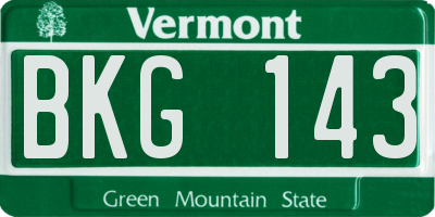 VT license plate BKG143