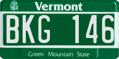 VT license plate BKG146