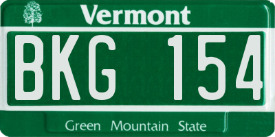 VT license plate BKG154