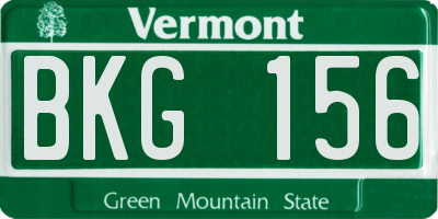 VT license plate BKG156