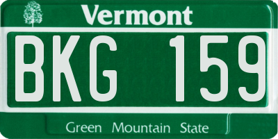 VT license plate BKG159