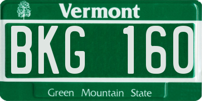 VT license plate BKG160
