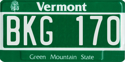 VT license plate BKG170