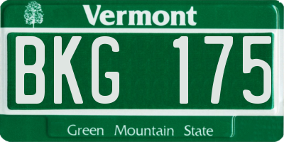 VT license plate BKG175