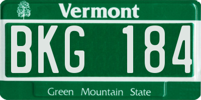 VT license plate BKG184