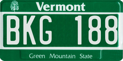 VT license plate BKG188
