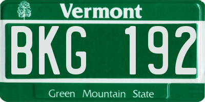 VT license plate BKG192