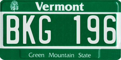VT license plate BKG196