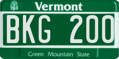 VT license plate BKG200