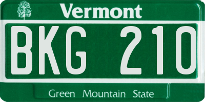 VT license plate BKG210