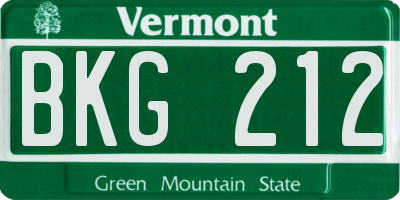 VT license plate BKG212