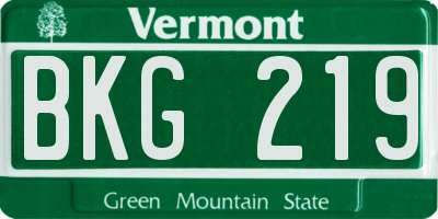 VT license plate BKG219