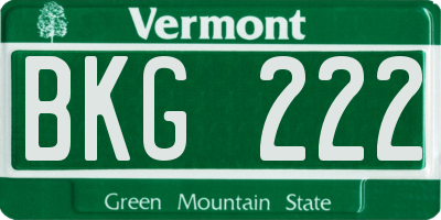 VT license plate BKG222