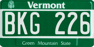 VT license plate BKG226