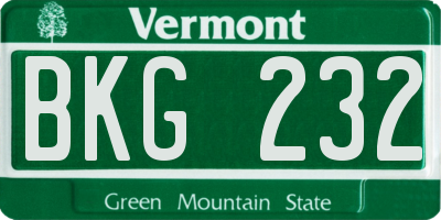 VT license plate BKG232