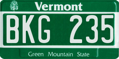 VT license plate BKG235