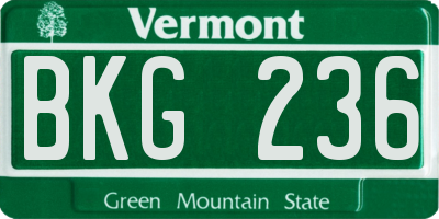 VT license plate BKG236