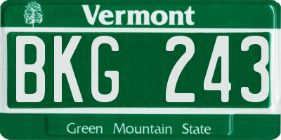 VT license plate BKG243