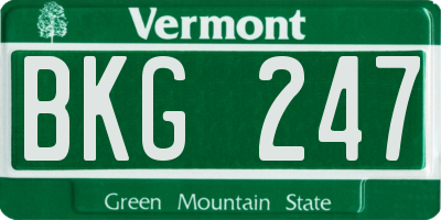 VT license plate BKG247