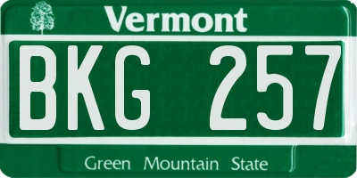 VT license plate BKG257