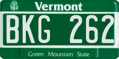 VT license plate BKG262
