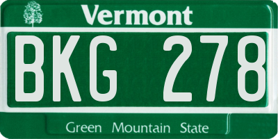 VT license plate BKG278