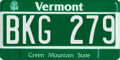 VT license plate BKG279