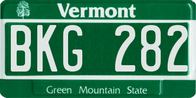 VT license plate BKG282