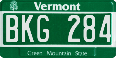 VT license plate BKG284
