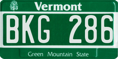 VT license plate BKG286