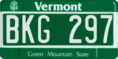 VT license plate BKG297