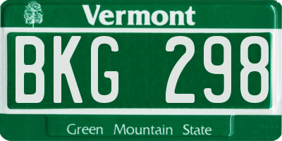 VT license plate BKG298