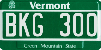 VT license plate BKG300