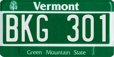 VT license plate BKG301