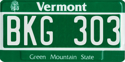 VT license plate BKG303