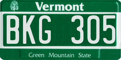 VT license plate BKG305