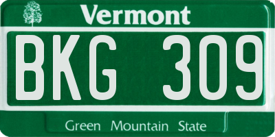 VT license plate BKG309