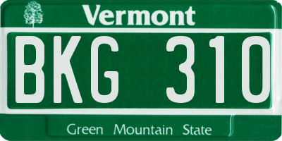 VT license plate BKG310