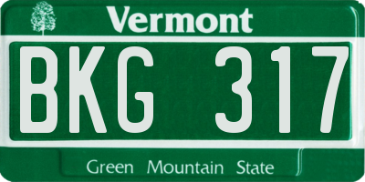 VT license plate BKG317