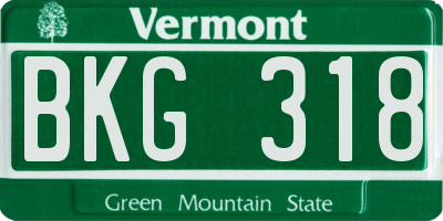 VT license plate BKG318